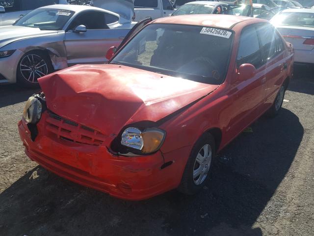 KMHCG45C35U602826 - 2005 HYUNDAI ACCENT GL RED photo 2