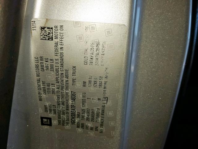 1GCHSBEA7F1148367 - 2015 CHEVROLET COLORADO L SILVER photo 10