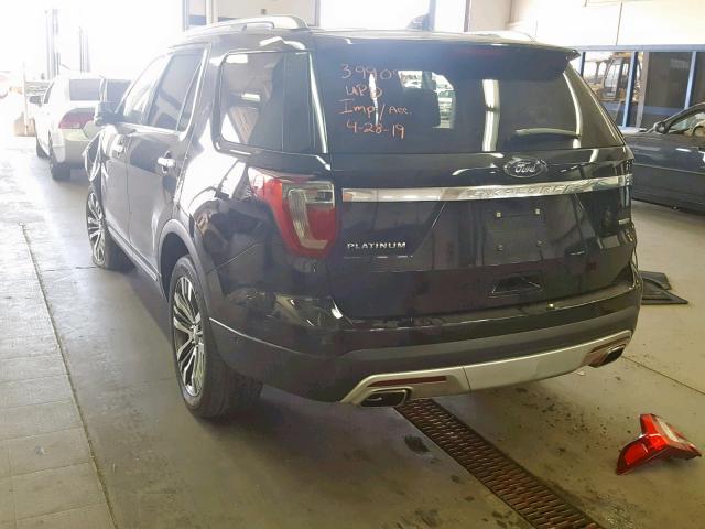 1FM5K8HT1HGE39445 - 2017 FORD EXPLORER P BLACK photo 3