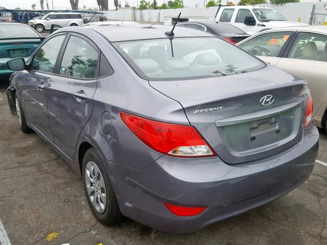 KMHCT4AEXGU105214 - 2016 HYUNDAI ACCENT SE GRAY photo 3