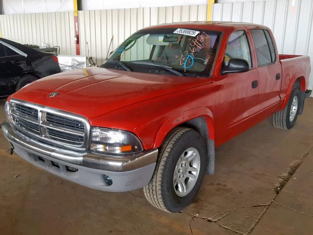 1D7HL48N54S538677 - 2004 DODGE DAKOTA QUA RED photo 2