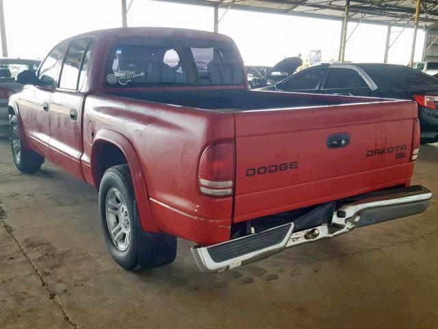 1D7HL48N54S538677 - 2004 DODGE DAKOTA QUA RED photo 3