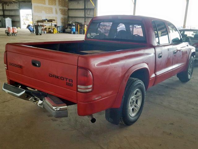 1D7HL48N54S538677 - 2004 DODGE DAKOTA QUA RED photo 4