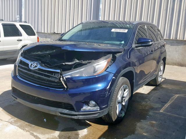 5TDDKRFH8ES039906 - 2014 TOYOTA HIGHLANDER BLUE photo 2