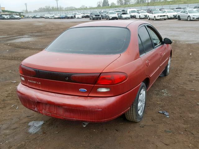 1FALP13P1VW100741 - 1997 FORD ESCORT LX BURGUNDY photo 4