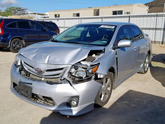 2T1BU4EE4BC736215 - 2011 TOYOTA COROLLA BA SILVER photo 2