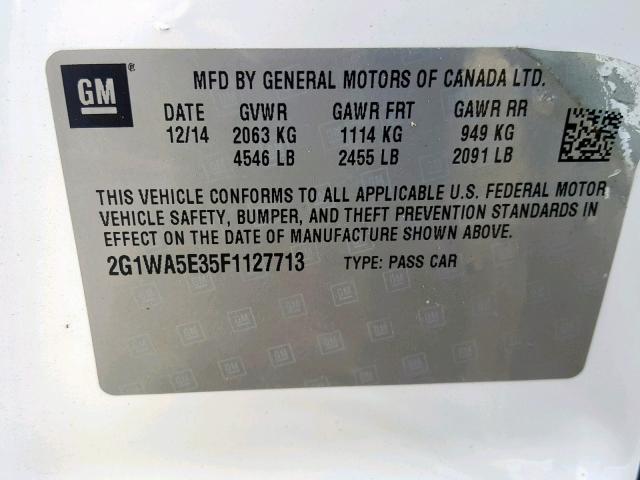 2G1WA5E35F1127713 - 2015 CHEVROLET IMPALA LIM WHITE photo 10