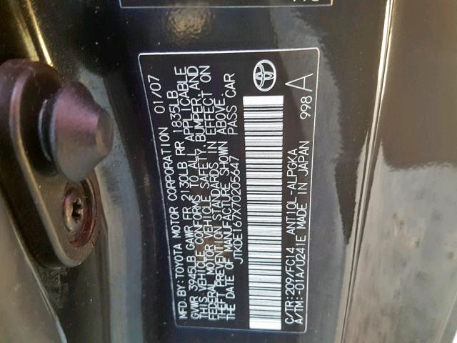 JTKDE167X70205647 - 2007 TOYOTA SCION TC 黑色 照片 10