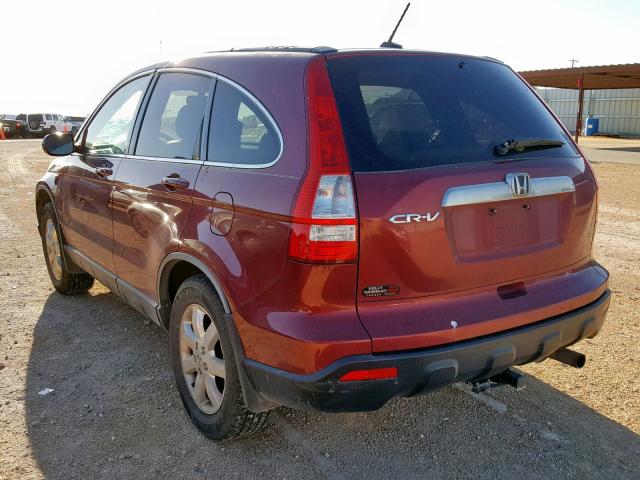 JHLRE38759C006841 - 2009 HONDA CR-V EXL BURGUNDY photo 3