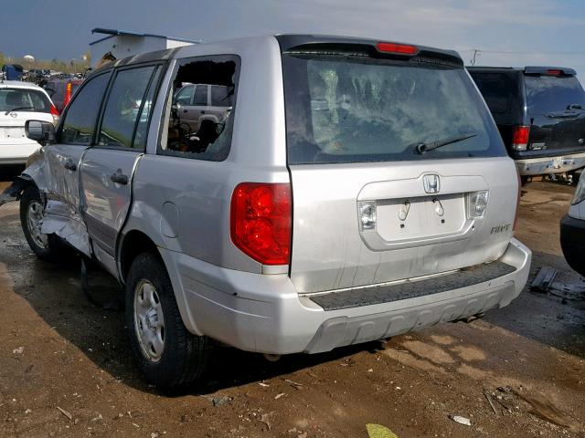 2HKYF18175H572178 - 2005 HONDA PILOT LX SILVER photo 3