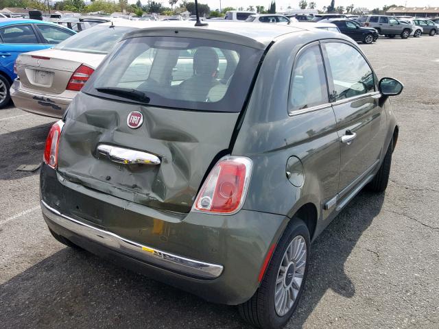 3C3CFFCRXDT514377 - 2013 FIAT 500 LOUNGE GREEN photo 4