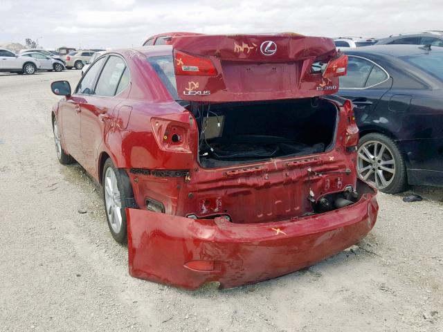 JTHBE262572011474 - 2007 LEXUS IS 350 BURGUNDY photo 3