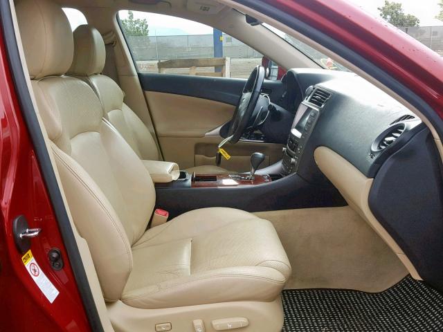 JTHBE262572011474 - 2007 LEXUS IS 350 BURGUNDY photo 5