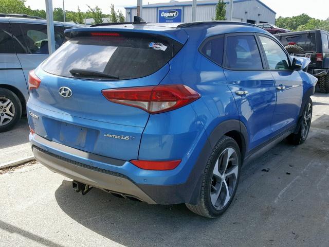 KM8J33A29GU194216 - 2016 HYUNDAI TUCSON LIM BLUE photo 4