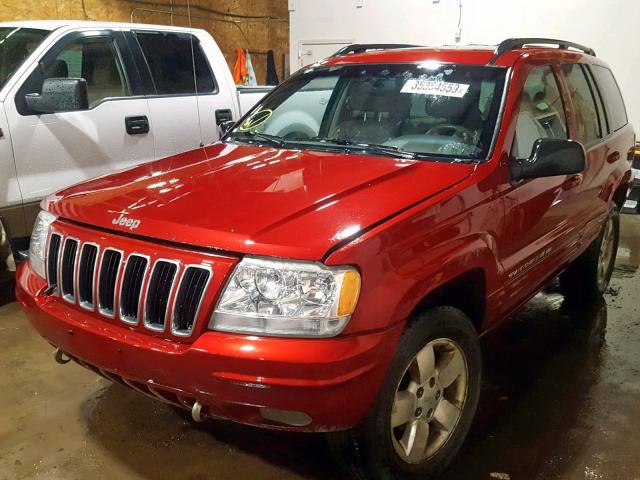 1J4GW58N41C701435 - 2001 JEEP GRAND CHER RED photo 2