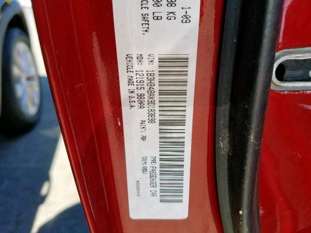 1B3HB48AX9D183898 - 2009 DODGE CALIBER SX RED photo 10