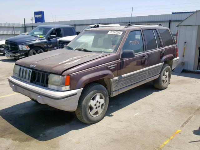 1J4GZ58S8SC596025 - 1995 JEEP GRAND CHER BROWN photo 2