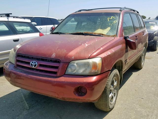 JTEEP21A040064853 - 2004 TOYOTA HIGHLANDER MAROON photo 2