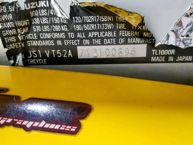 JS1VT52A7Y2100896 - 2000 SUZUKI TL1000 R YELLOW photo 20