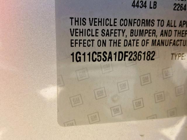 1G11C5SA1DF236182 - 2013 CHEVROLET MALIBU 1LT 银色 照片 10