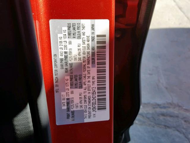 JM3KFBDL0H0165413 - 2017 MAZDA CX-5 GRAND RED photo 10