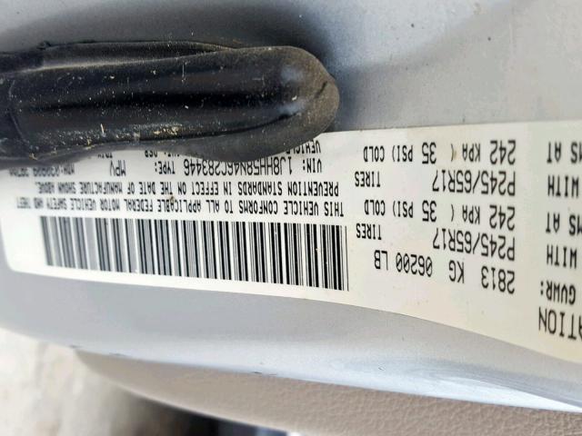 1J8HH58N46C283446 - 2006 JEEP COMMANDER SILVER photo 10