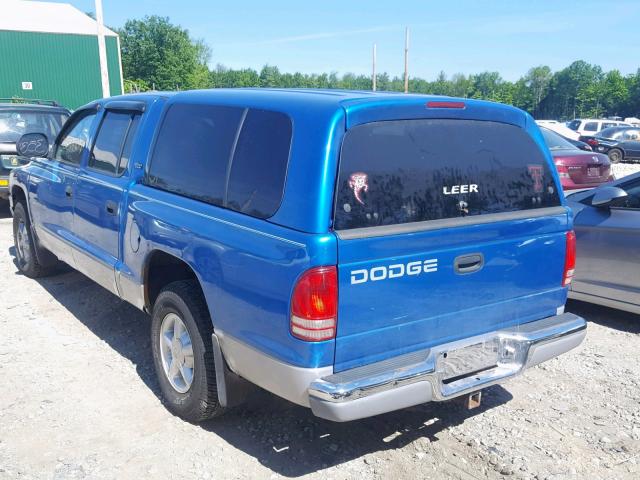 1B7GL2AZ5YS541818 - 2000 DODGE DAKOTA QUA BLUE photo 3