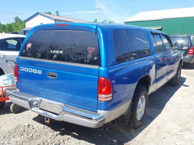 1B7GL2AZ5YS541818 - 2000 DODGE DAKOTA QUA BLUE photo 4