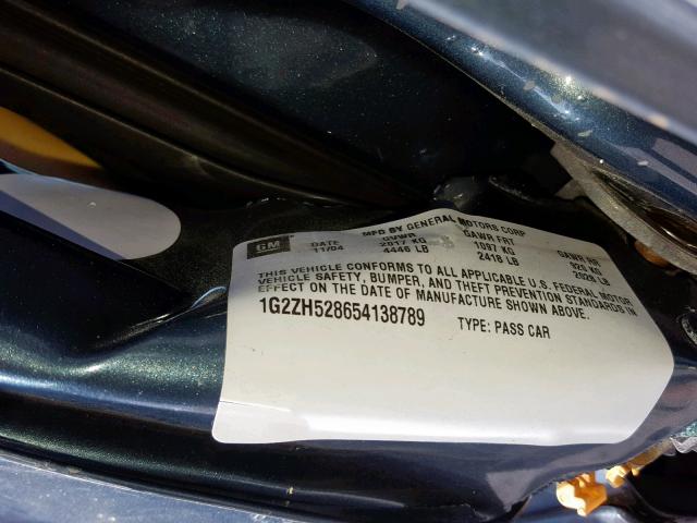 1G2ZH528654138789 - 2005 PONTIAC G6 GT BLUE photo 10