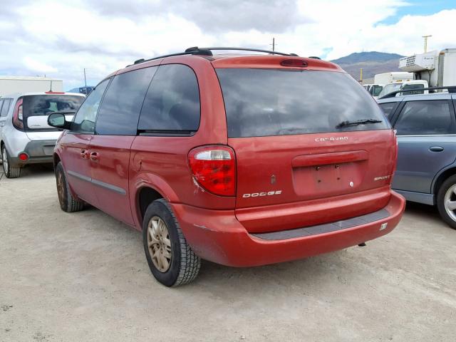 1B4GP45382B666791 - 2002 DODGE CARAVAN SP RED photo 3