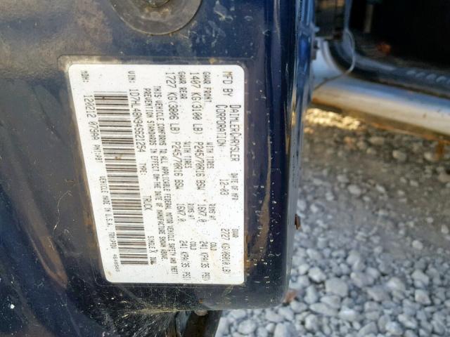 1D7HL48N94S621254 - 2004 DODGE DAKOTA QUA BLUE photo 10