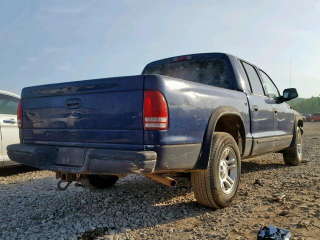 1D7HL48N94S621254 - 2004 DODGE DAKOTA QUA BLUE photo 4