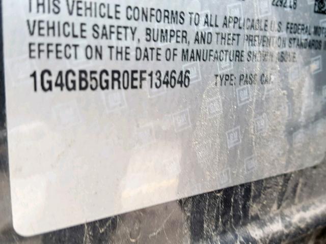 1G4GB5GR0EF134646 - 2014 BUICK LACROSSE CHARCOAL photo 10