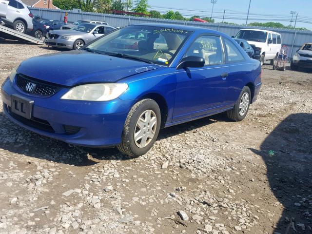 1HGEM22195L018483 - 2005 HONDA CIVIC DX V BLUE photo 2