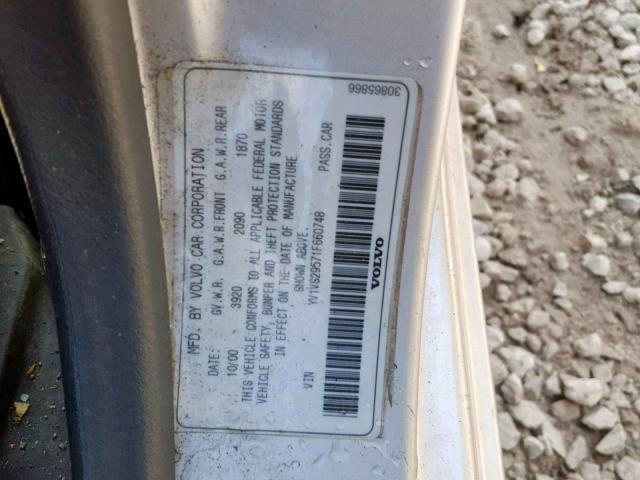 YV1VS29571F660748 - 2001 VOLVO S40 1.9T SILVER photo 10