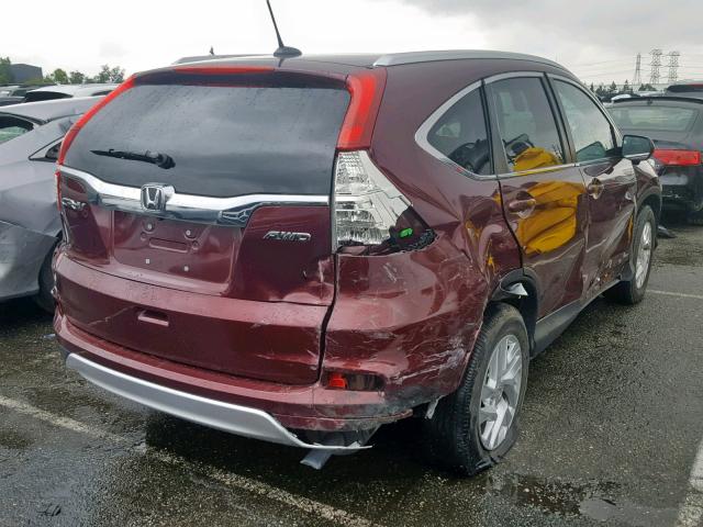 5J6RM4H79FL096300 - 2015 HONDA CR-V EXL BURGUNDY photo 4