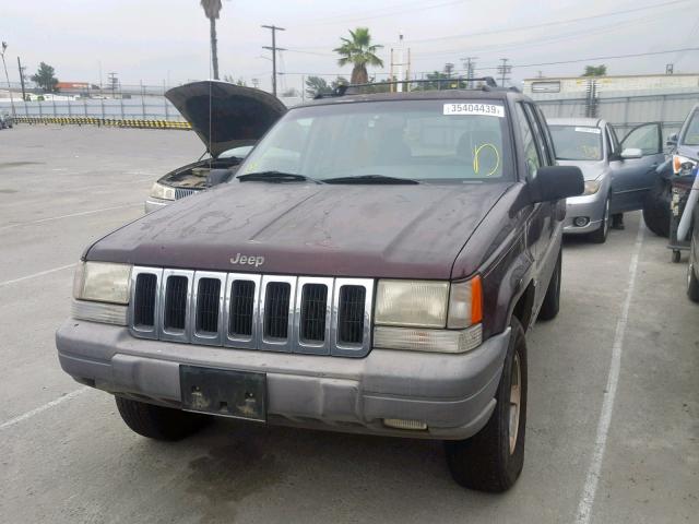 1J4FX58S8T3389637 - 1996 JEEP GRAND CHER BURGUNDY photo 2