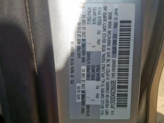 JM1CR293490356895 - 2009 MAZDA 5 SILVER photo 10