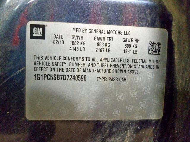 1G1PC5SB7D7240590 - 2013 CHEVROLET CRUZE LT  photo 10