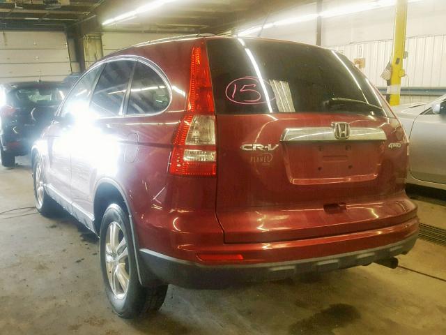 JHLRE4H77BC018064 - 2011 HONDA CR-V EXL MAROON photo 3