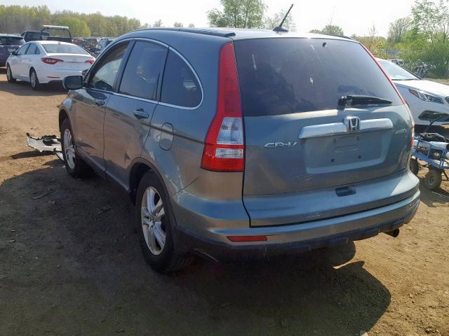 5J6RE4H79BL096272 - 2011 HONDA CR-V EXL GREEN photo 3