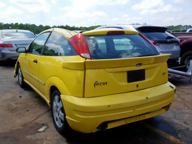 3FAFP31392R130402 - 2002 FORD FOCUS ZX3 YELLOW photo 3