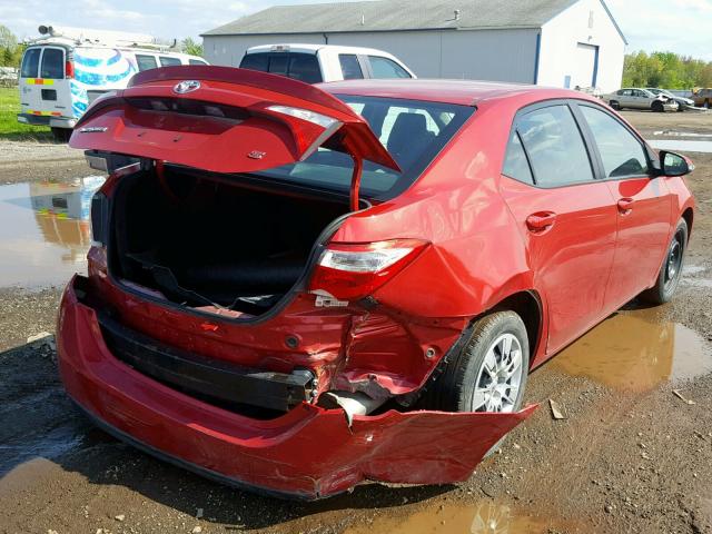 2T1BURHE0EC098865 - 2014 TOYOTA COROLLA L RED photo 4