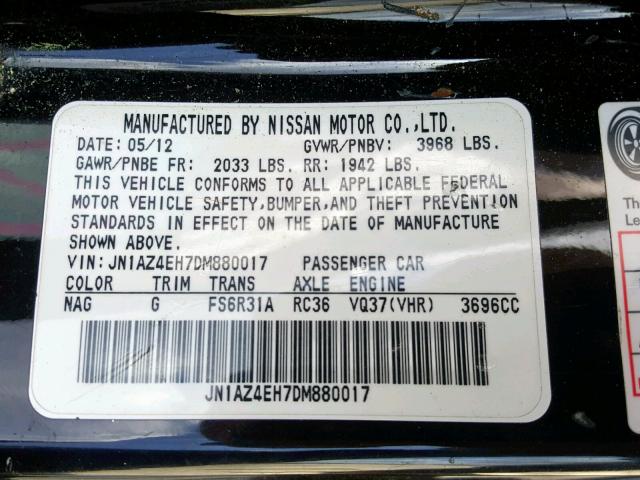 JN1AZ4EH7DM880017 - 2013 NISSAN 370Z BASE RED photo 10