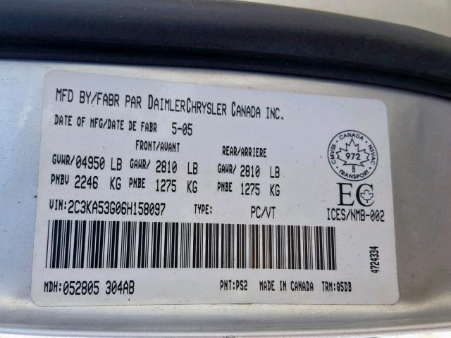 2C3KA53G06H158097 - 2006 CHRYSLER 300 TOURIN GRAY photo 10