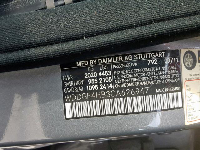 WDDGF4HB3CA626947 - 2012 MERCEDES-BENZ C 250 GRAY photo 10