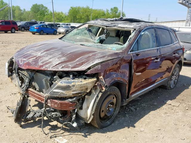 2LMTJ8LR0GBL70358 - 2016 LINCOLN MKX RESERV MAROON photo 2