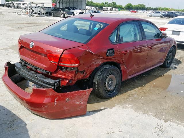 1VWAS7A36FC102679 - 2015 VOLKSWAGEN PASSAT S RED photo 4