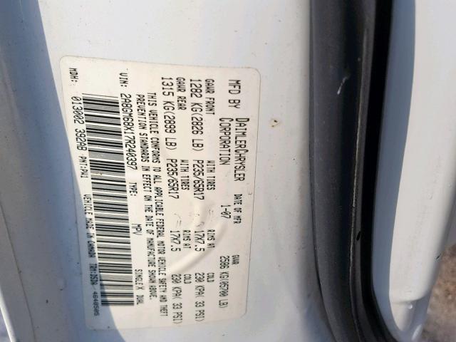 2A8GM68X17R240397 - 2007 CHRYSLER PACIFICA T WHITE photo 10