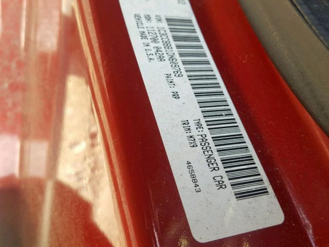 1C3CCBBB1DN609769 - 2013 CHRYSLER 200 TOURIN RED photo 10